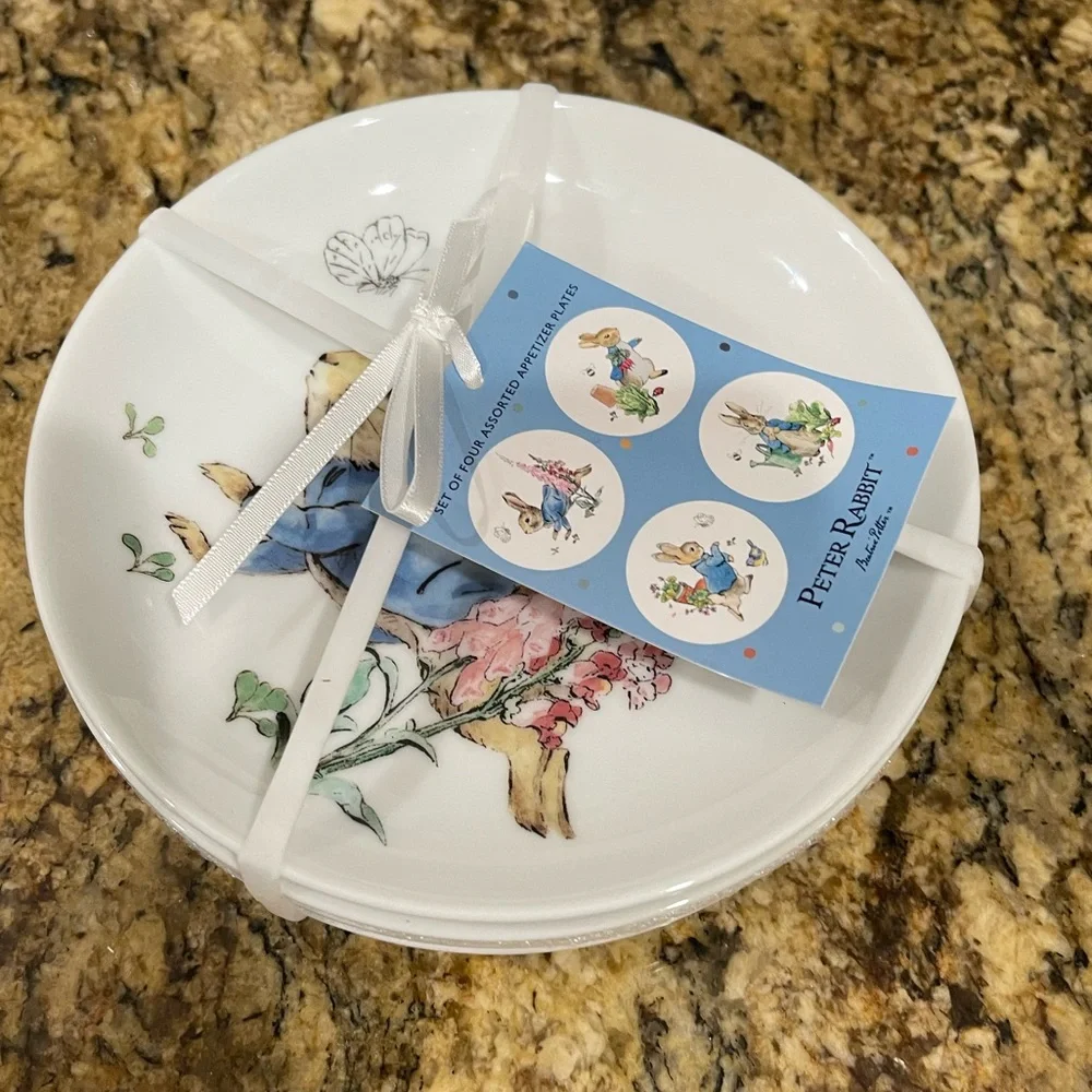 Beatrix Potter Peter Rabbit Appetizer Plate set of 4 - Brand new  6” plates - Picture 2 of 10